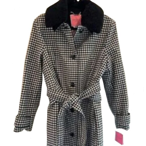 Brand New KATE SPADE NEW YORK Gingham Single Breasted Belted Coat - Picture 5 of 9